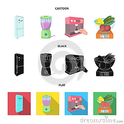 Kitchen, refreshment, restaurant and other web icon in cartoon,black,flat style.buttons, numbers, food icons in set Vector Illustration