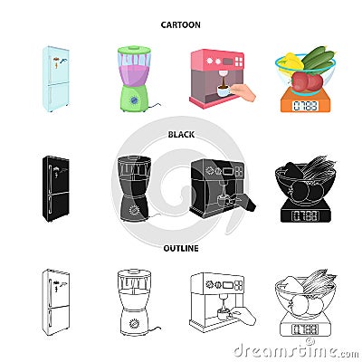 Kitchen, refreshment, restaurant and other web icon in cartoon,black,outline style.buttons, numbers, food icons in set Vector Illustration