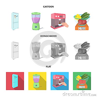 Kitchen, refreshment, restaurant and other web icon in cartoon,flat,monochrome style.buttons, numbers, food icons in set Vector Illustration