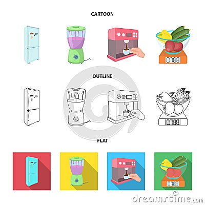 Kitchen, refreshment, restaurant and other web icon in cartoon,outline,flat style.buttons, numbers, food icons in set Vector Illustration
