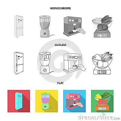 Kitchen, refreshment, restaurant and other web icon in flat,outline,monochrome style.buttons, numbers, food icons in set Vector Illustration