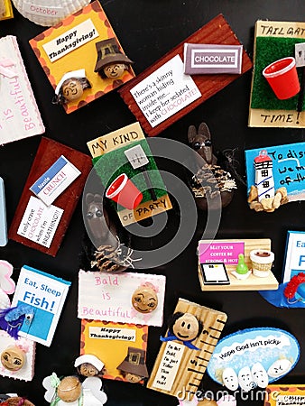 Kitchen Refrigerator Magnets Editorial Stock Photo