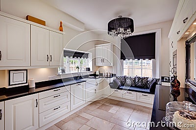 Kitchen within renovated former victorian rectory Stock Photo