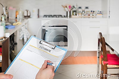 Kitchen renovation of domestic appliances estimate cost Stock Photo