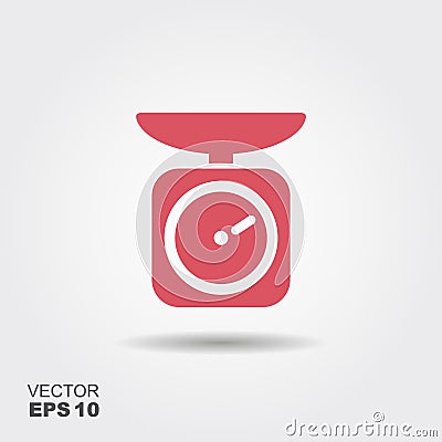 Kitchen scale flat icon with round shadow. Vector Illustration