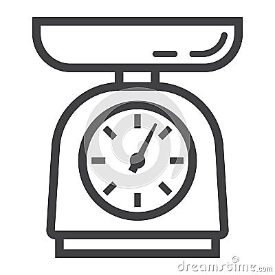 Kitchen scales line icon, household and appliance Vector Illustration
