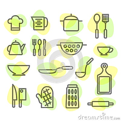 Kitchen set. on white background Vector Illustration