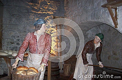 Kitchen setting in Stirling Castle Editorial Stock Photo