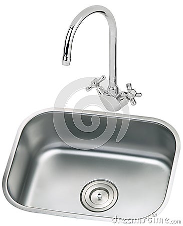 Kitchen sink and faucet Stock Photo