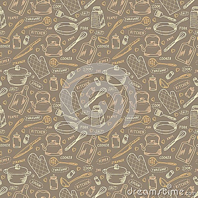 Cooking design texture in colors of brown and beige Vector Illustration