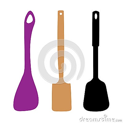 Kitchen spatula logo in vector.Kitchen spatula vector illustration top view. Cartoon Illustration