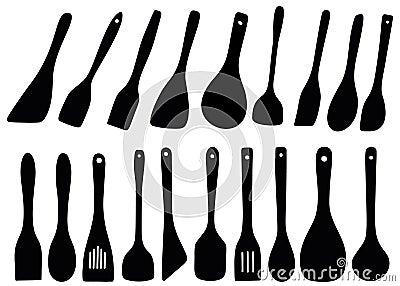 Kitchen spatulas in the set Vector Illustration