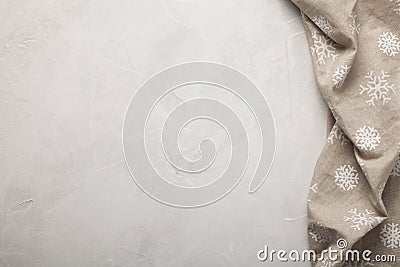 Kitchen stone light table with towel. Top view with copy space Stock Photo