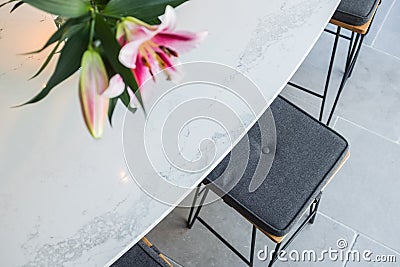 Kitchen stool with cushion Stock Photo