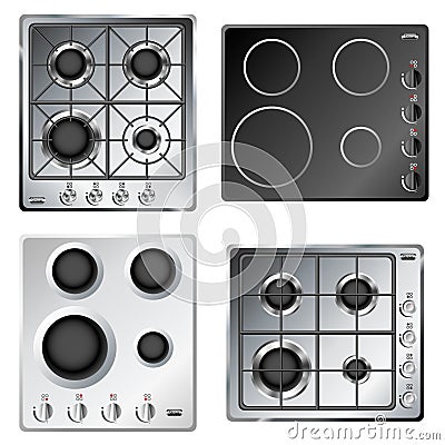 Kitchen stove hob set Vector Illustration