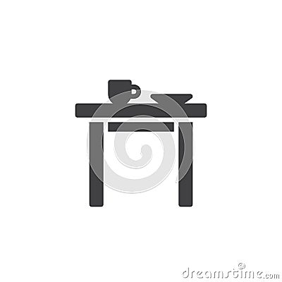 Kitchen table with cup and plate icon vector Vector Illustration