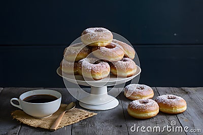 Kitchen table donuts, a delightful pastry display Stock Photo
