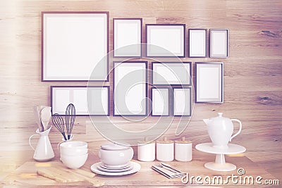 Kitchen table, gallery toned Stock Photo