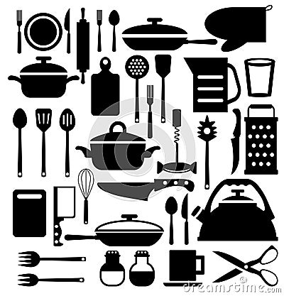 Kitchen tool. Cutlery vector icons set Vector Illustration