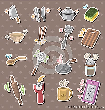 Kitchen tool stickers Vector Illustration