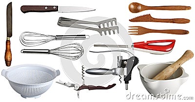 Kitchen tools isolated on white background Stock Photo