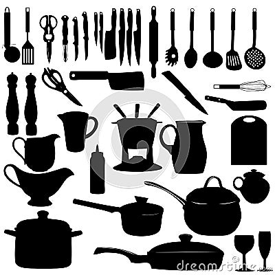 Kitchen tools Silhouette Vector illustration Vector Illustration