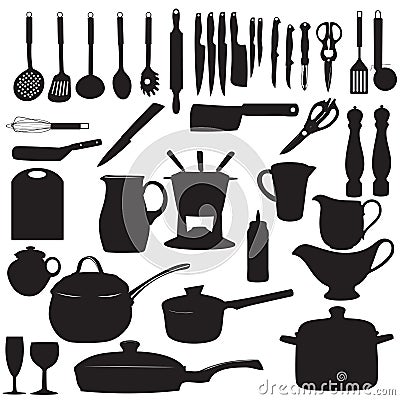 Kitchen tools Silhouette Vector illustration Vector Illustration