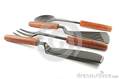 Kitchen tools on white Stock Photo