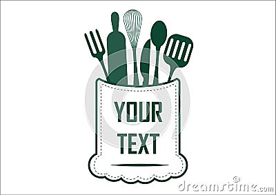 Kitchen utensils in chef hat Vector Illustration