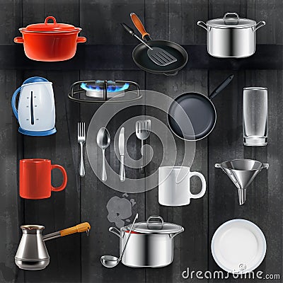 Kitchen utensils icons Vector Illustration