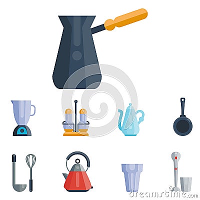 Kitchen utensils icons vector illustration household dinner cooking food kitchenware Vector Illustration