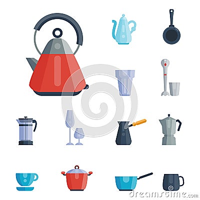 Kitchen utensils icons vector illustration household dinner cooking food kitchenware Vector Illustration