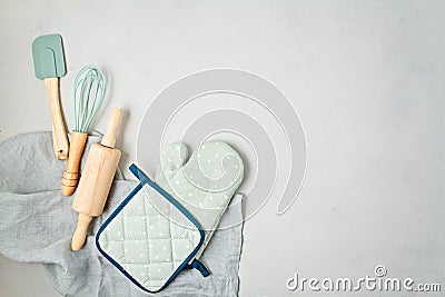 Kitchen utensils top view. Cooking blog, classes and recipe text concept Stock Photo