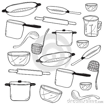 Kitchen Utility Doodle Vector Illustration