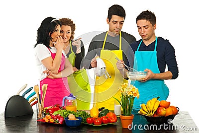 Kitchen women gossip Stock Photo