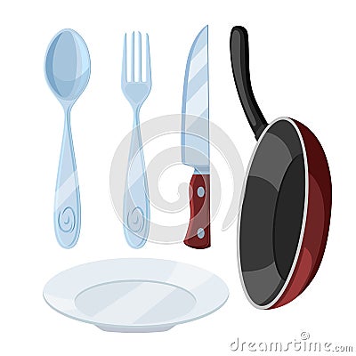 kitchenware kitchen set cartoon vector illustration Cartoon Illustration