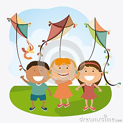 Kite childhood game Vector Illustration