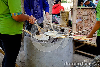 Kite cracker snack sweet taste of Thailand. Cooked by grilling, Stock Photo