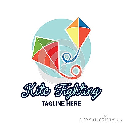 Kite fighting logo with text space for your slogan / tag line Vector Illustration