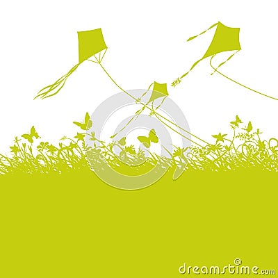 Kite flying Vector Illustration