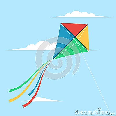 Kite flying in the sky Vector Illustration