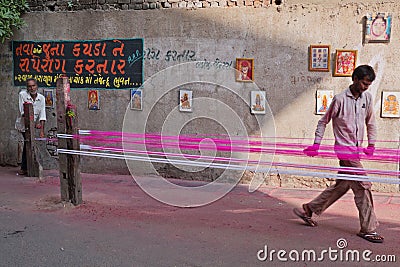 Kite making in Ahmedabad in Gujarat state, India Editorial Stock Photo