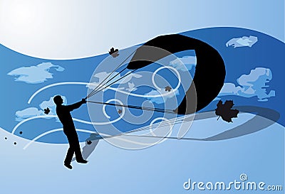 Kite soar let stunt direct wind sky Vector Illustration