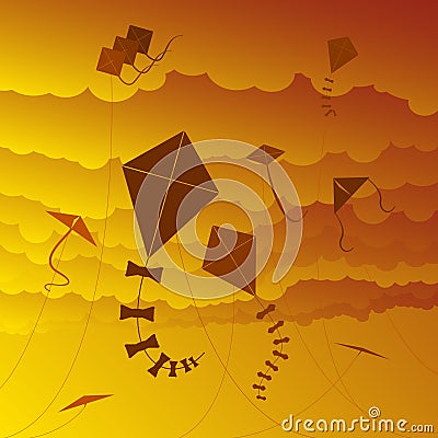 Kite sunset Vector Illustration