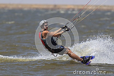 Kite surfer enjoying the hot summer days in Oklahoma Editorial Stock Photo