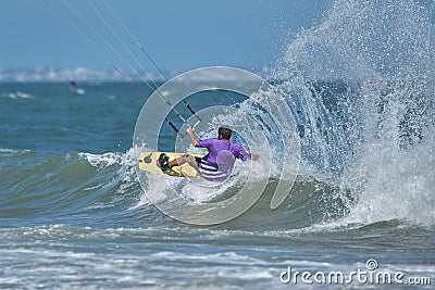 Kite surfer riding a kiteboard Stock Photo