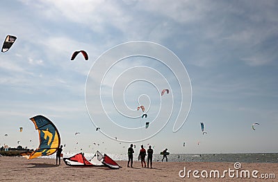 Kite surfers beach Editorial Stock Photo