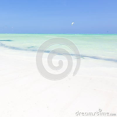 Kite surfers on Paje beach, Zanzibar, Tanzania. Stock Photo