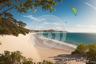 Kite surfing Incorporate a foreground element made with generative ai Stock Photo