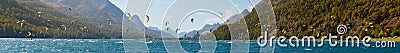 Kite surfing in Switzerland Editorial Stock Photo